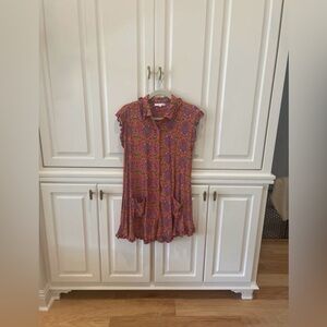 Olivaceous: Apron Pocket Paisley Print Mini Dress Size Small (Boutique)